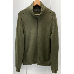 Yoon Sweater Mens Large IT 50 Green Full Zip Merino Wool Made in Italy Mock Neck